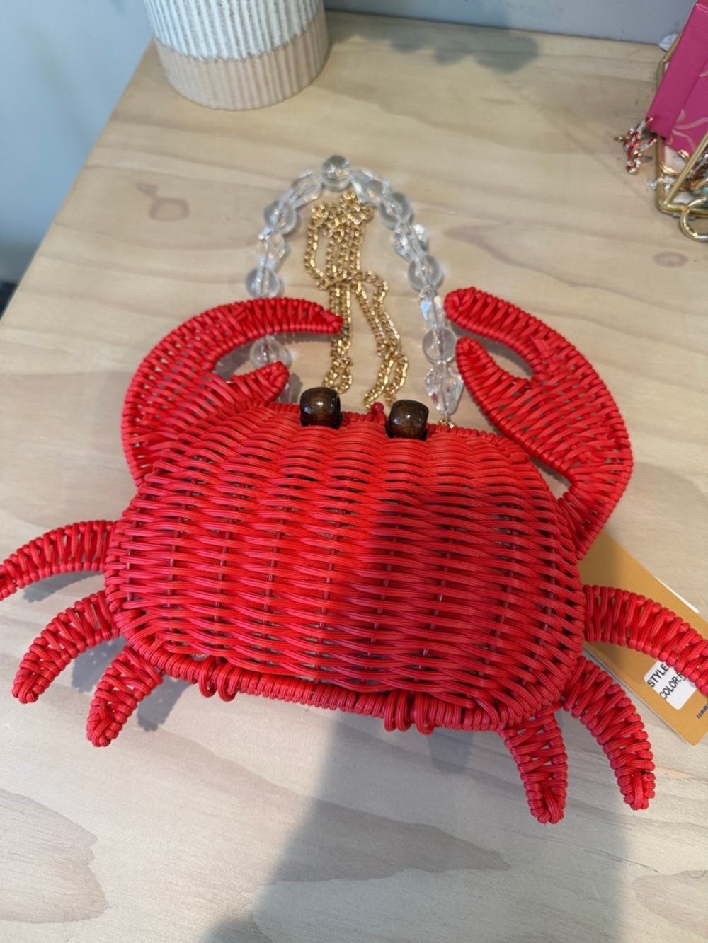 Red Crab Woven Crossbody Bag